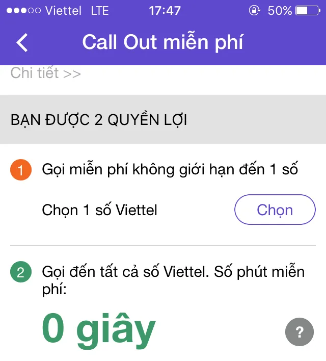 Gọi điện miễn phí tới một số nội mạng Viettel bất kì không giới hạn, không cần Internet!