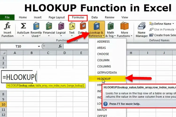 Hàm HLOOKUP trong Excel và các ví dụ sử dụng dễ hiểu