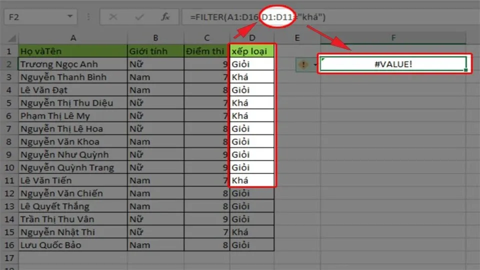 Hàm lọc dữ liệu có điều kiện trong Excel, cách sử dụng và các lỗi thường gặp