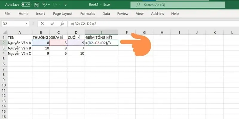 Hướng dẫn 3 cách tính điểm trung bình trong Excel cực đơn giản