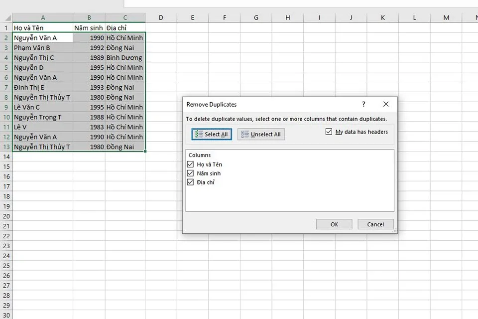 Hướng dẫn bạn 5 cách lọc dữ liệu trùng nhau trong Excel cực kỳ đơn giản và nhanh chóng