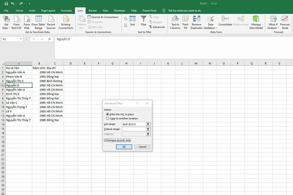 Hướng dẫn bạn 5 cách lọc dữ liệu trùng nhau trong Excel cực kỳ đơn giản và nhanh chóng