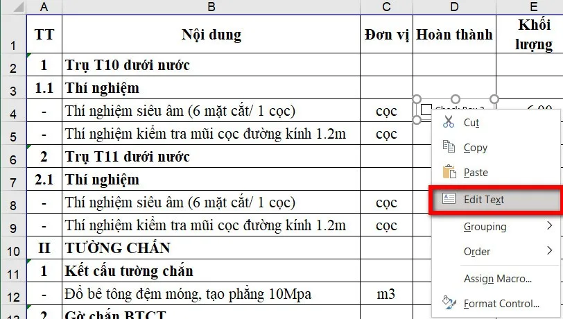 Hướng dẫn bạn cách chèn checkbox trong Excel