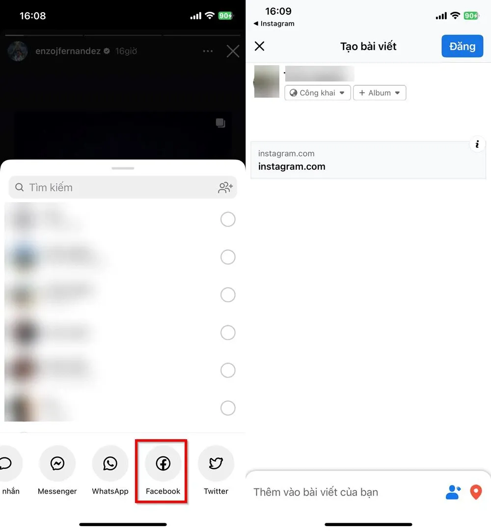 Hướng dẫn bạn cách chia sẻ tin Instagram của người khác lên Facebook của mình