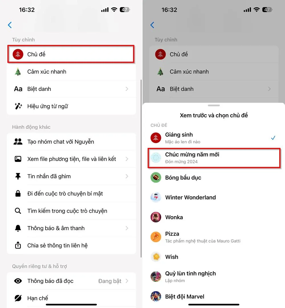 Hướng dẫn bạn cách đổi chủ đề năm mới 2024 trên ứng dụng Messenger để chào đón không khí năm mới