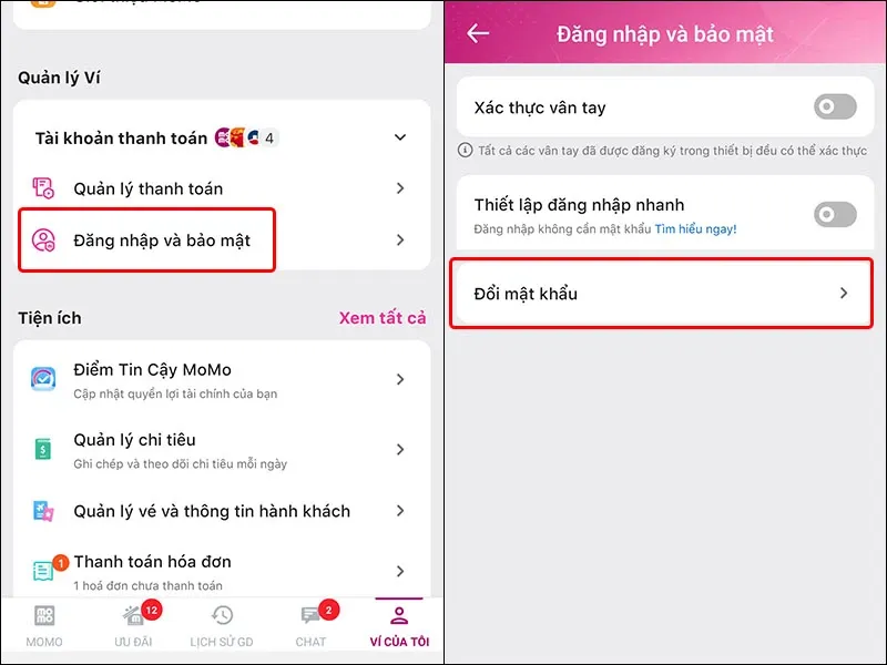Hướng dẫn bạn cách đổi mật khẩu ứng dụng Momo vô cùng nhanh chóng
