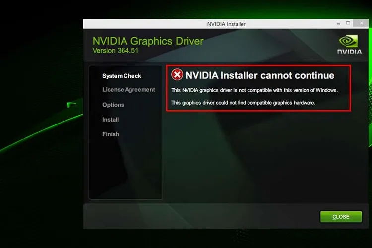 Hướng dẫn bạn cách sửa lỗi driver NVIDIA không tương thích với phiên bản Windows