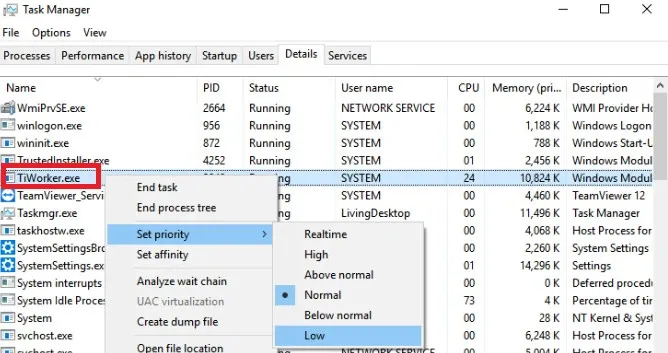 Hướng dẫn bạn cách sửa lỗi sử dụng CPU cao do TiWorker.exe