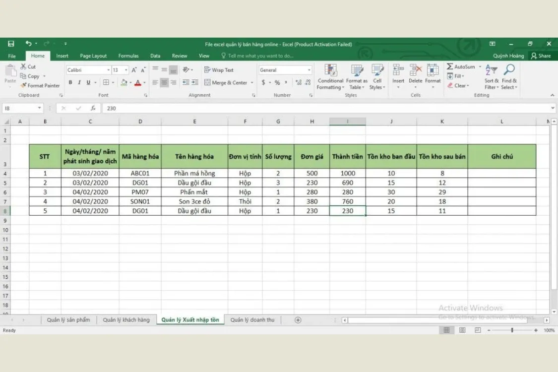 Hướng dẫn bạn cách tạo file Excel quản lý sản phẩm chuyên nghiệp, dễ thực hiện