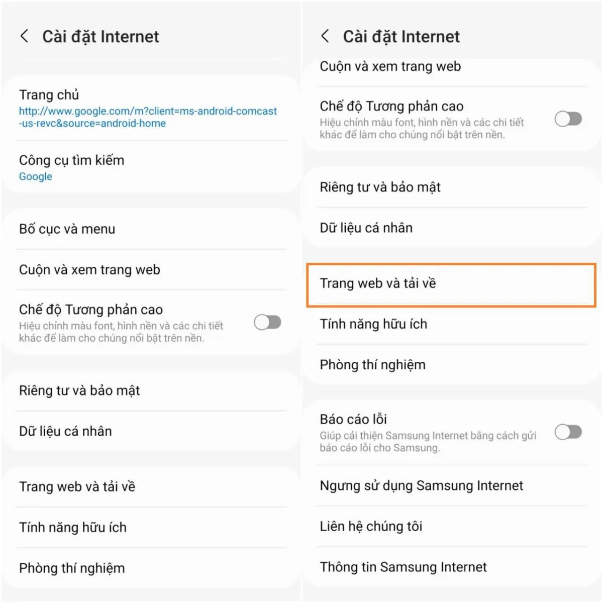 Hướng dẫn bạn cách thay đổi thư mục tải xuống trên ứng dụng Samsung Internet