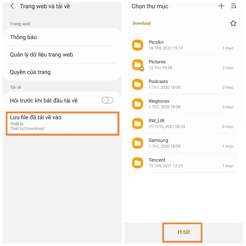 Hướng dẫn bạn cách thay đổi thư mục tải xuống trên ứng dụng Samsung Internet