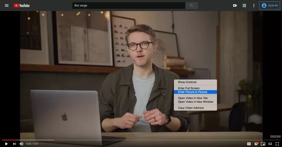 Hướng dẫn bật chế độ picture-in-picture của YouTube trên máy Mac