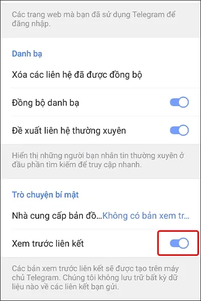 Hướng dẫn bật tính năng xem trước liên kết trong Telegram một cách nhanh chóng