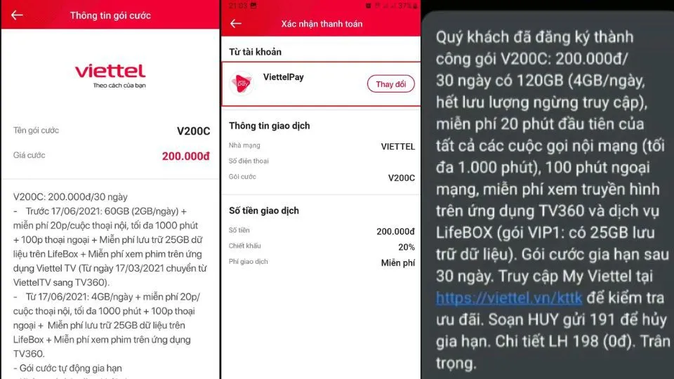 Hướng dẫn các cách đăng ký gói cước V200C của Viettel, ưu đãi khủng lên tới 120GB data