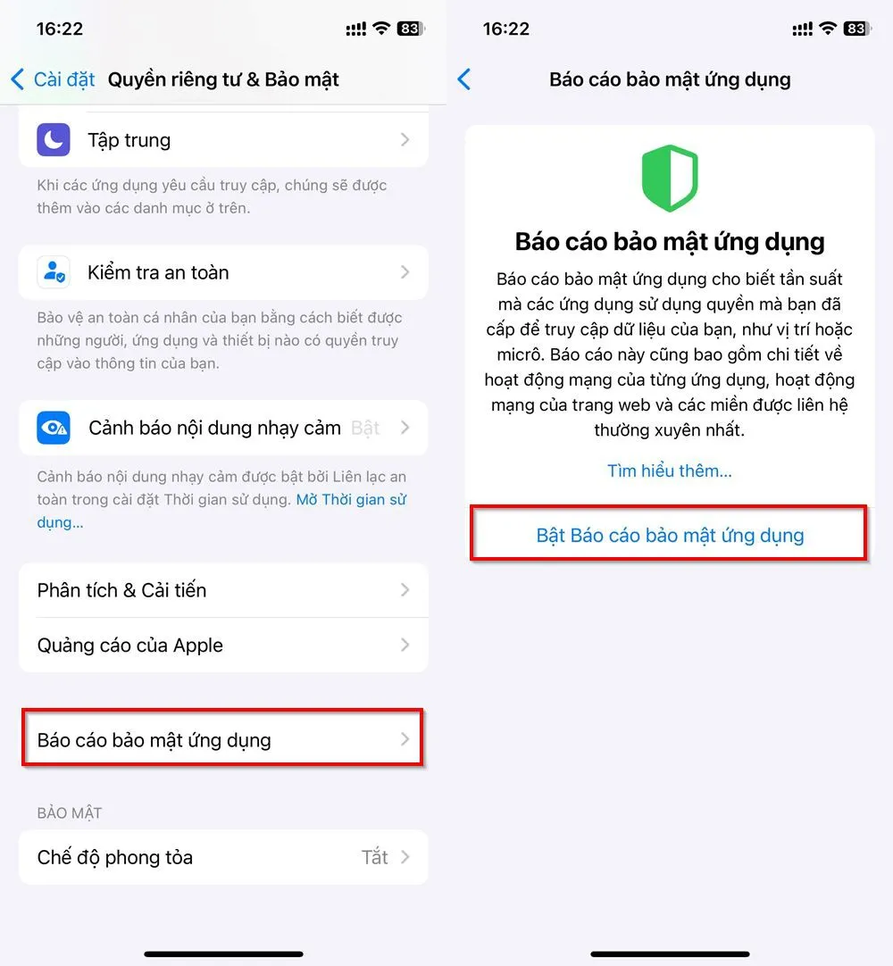 Hướng dẫn cách bật báo cáo bảo mật ứng dụng trên iPhone vô cùng cần thiết