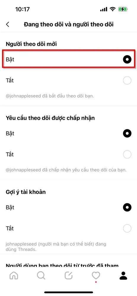 Hướng dẫn cách bật thông báo khi có người theo dõi mới trên ứng dụng Threads