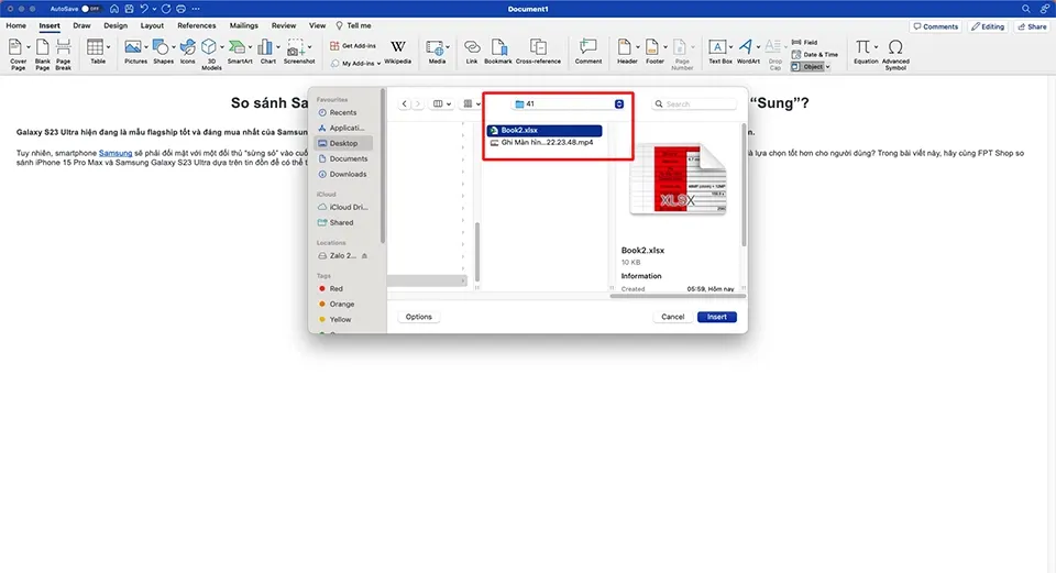 Hướng dẫn cách chèn bảng Excel vào Word chi tiết, có video minh họa dễ thực hiện nhất