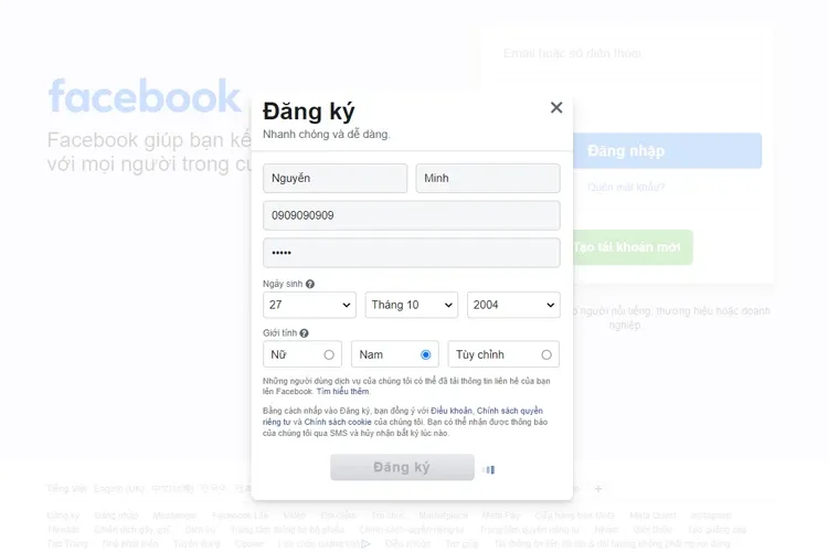 Hướng dẫn cách đăng ký Facebook bằng số điện thoại siêu nhanh trong 4 bước