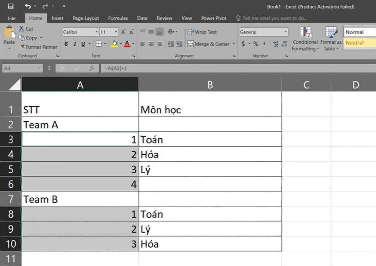 Hướng dẫn cách đánh số thứ tự không liên tục trong Excel với các bước đơn giản