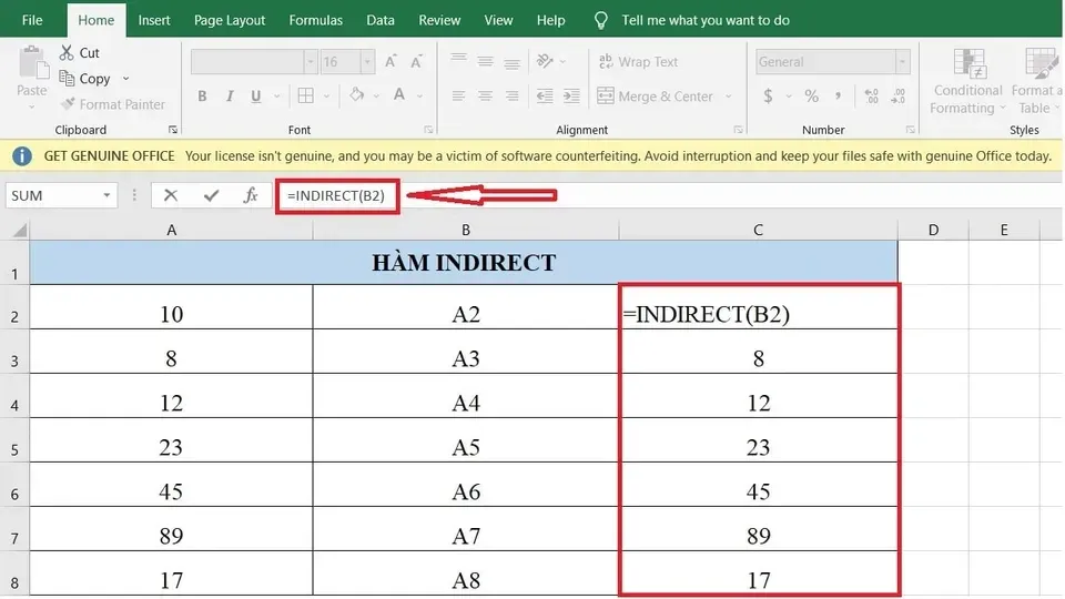 Hướng dẫn cách dùng hàm Indirect trong phần mềm Excel giúp tham chiếu giá trị