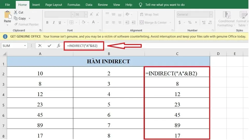 Hướng dẫn cách dùng hàm Indirect trong phần mềm Excel giúp tham chiếu giá trị