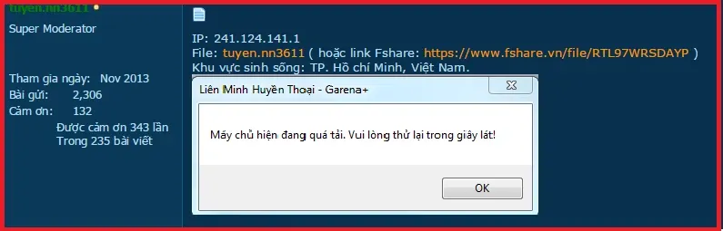 Hướng dẫn cách Fix lỗi máy chủ đang quá tải lmht 2017