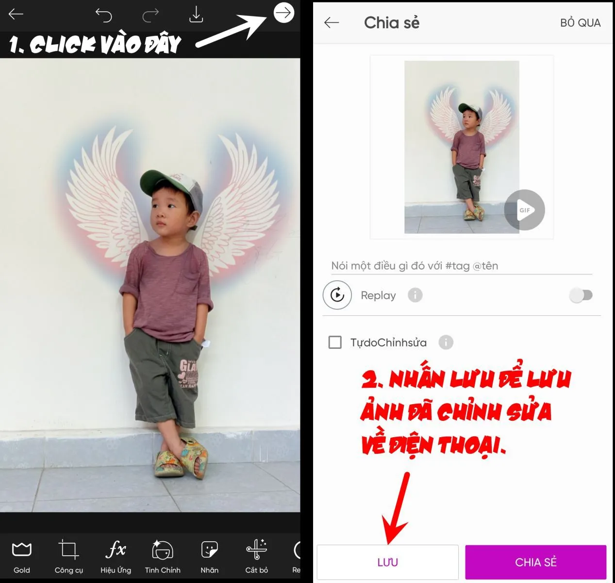 Hướng dẫn cách ghép sticker cánh thiên thần vào ảnh trên PicsArt