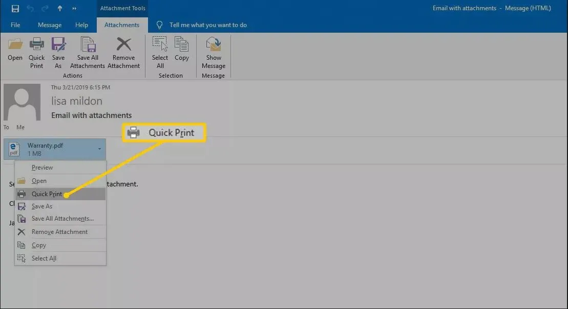 Hướng dẫn cách in email trong Outlook