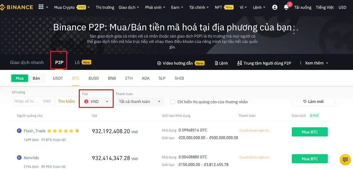 Hướng dẫn cách mua bitcoin bằng MoMo cực đơn giản trên sàn Binance