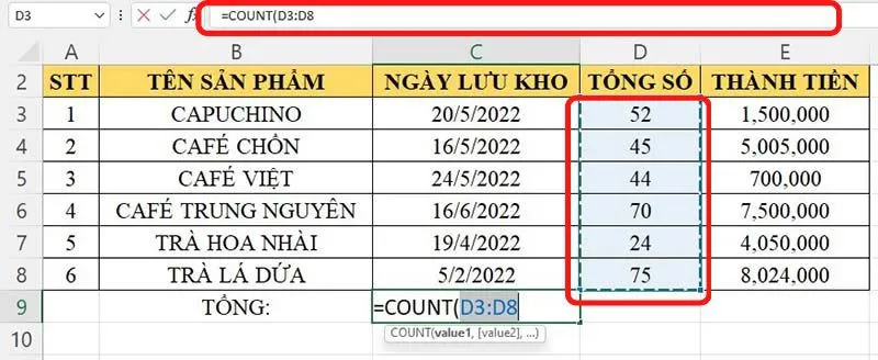 Hướng dẫn cách sử dụng hàm COUNT trong Excel đơn giản nhất!