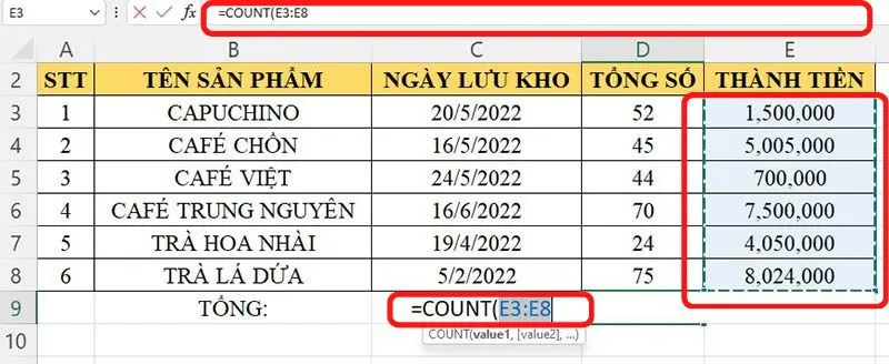 Hướng dẫn cách sử dụng hàm COUNT trong Excel đơn giản nhất!