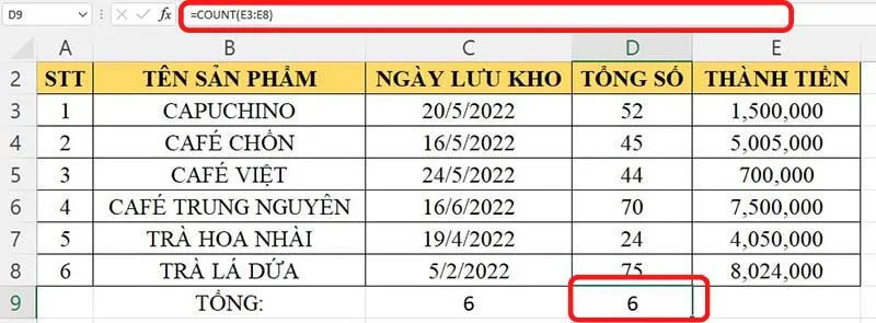 Hướng dẫn cách sử dụng hàm COUNT trong Excel đơn giản nhất!