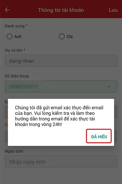 Hướng dẫn cách xác thực địa chỉ Email trên ứng dụng mua sắm online Sendo