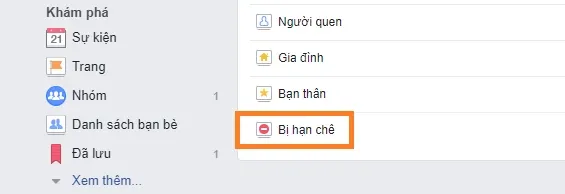 Hướng dẫn cách xem danh sách bị hạn chế trên Facebook