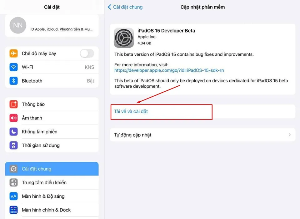 Hướng dẫn cài đặt nhanh iPadOS 15 beta