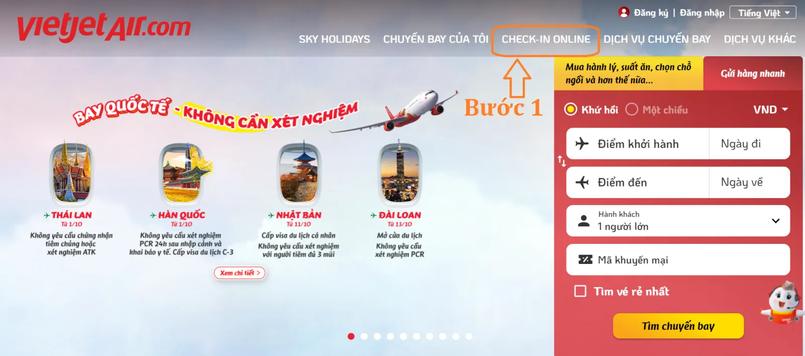 Hướng dẫn check in online Vietjet nhanh nhất