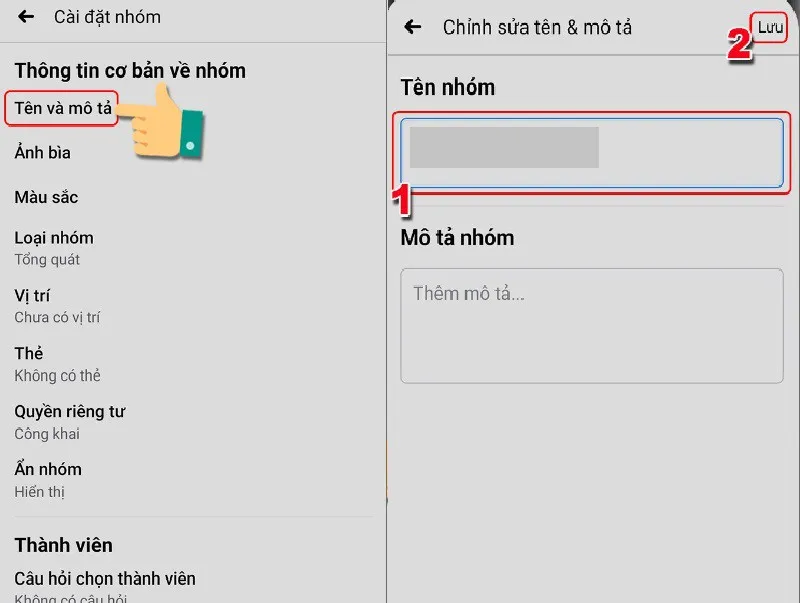 Đổi tên mới cho nhóm rồi nhấn "Lưu".