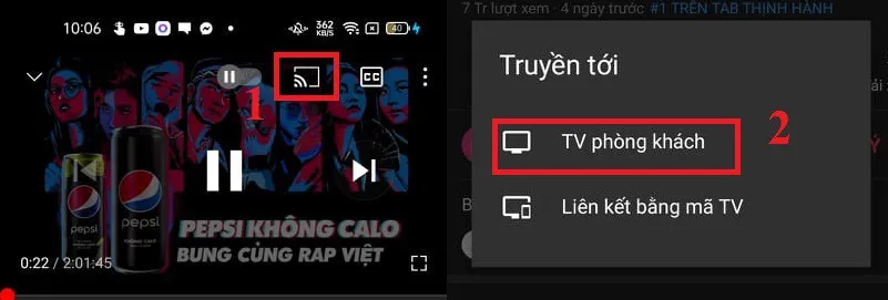 Hướng dẫn chi tiết cách phát YouTube từ điện thoại lên Tivi
