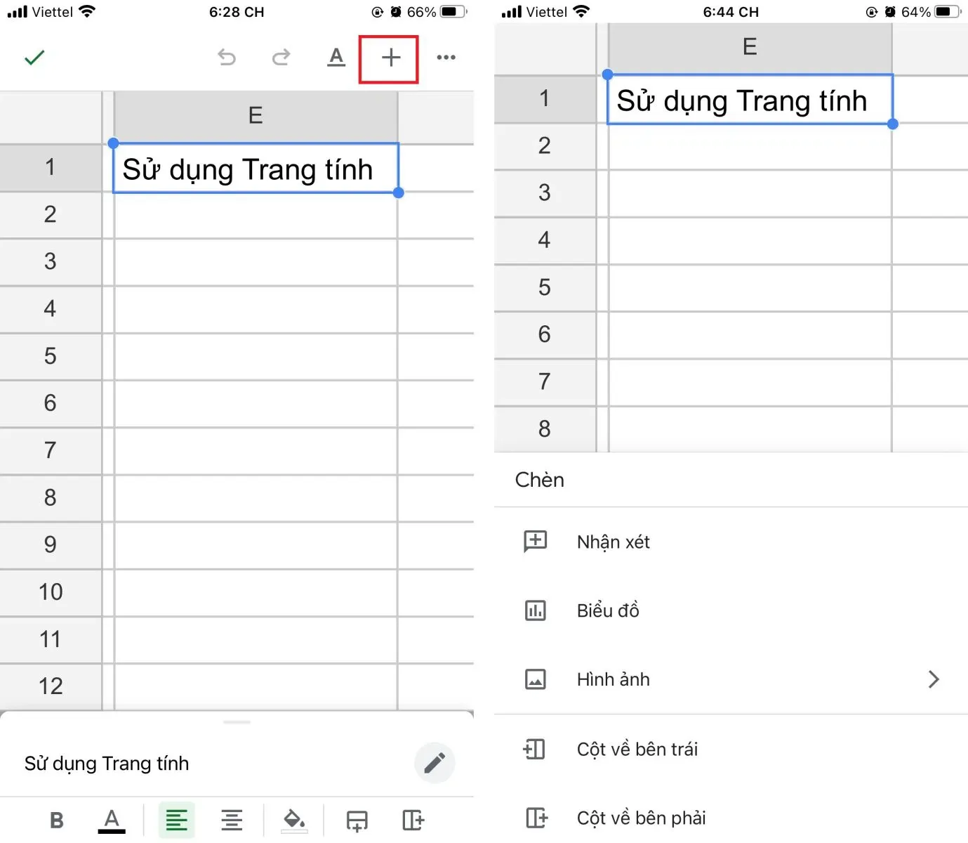 Hướng dẫn chi tiết sử dụng Google Trang tính trên điện thoại