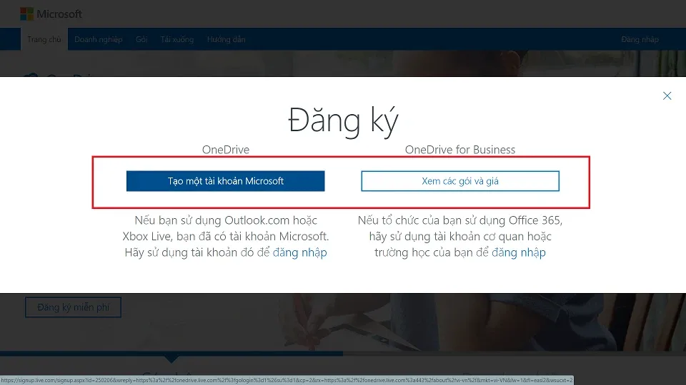 Hướng dẫn chi tiết tạo tài khoản onedrive