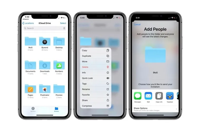 Hướng dẫn chia sẻ thư mục iCloud Drive trên iOS 13.4/iPadOS 13.4