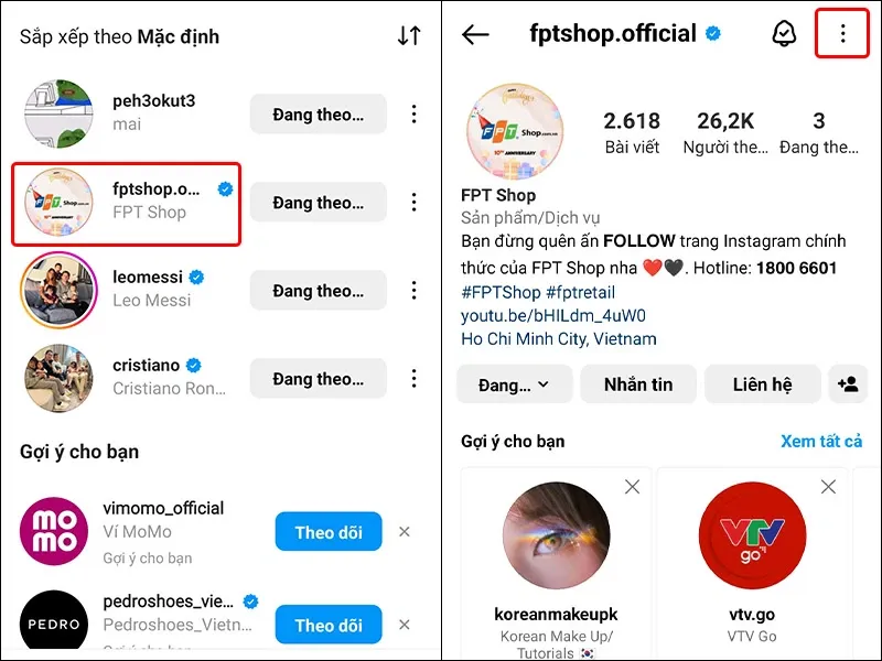 Hướng dẫn chia sẻ trang cá nhân của người khác trên Instagram