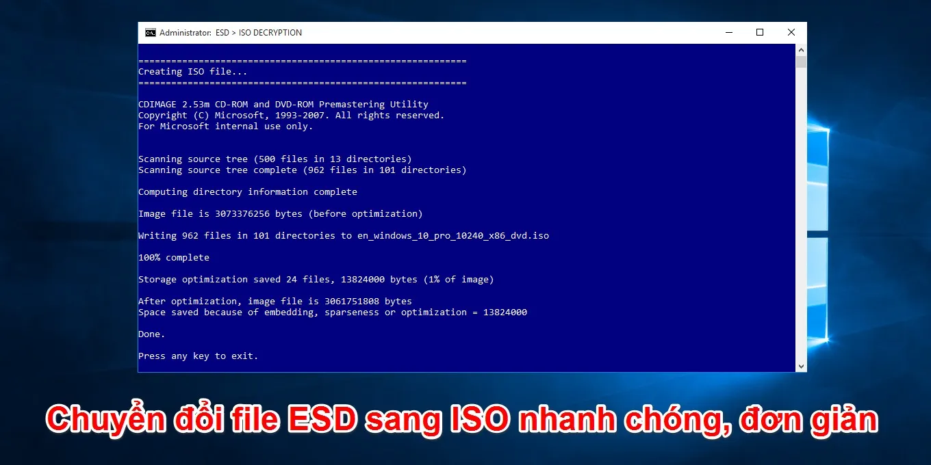 Hướng dẫn chuyển đổi file định dạng ESD sang ISO