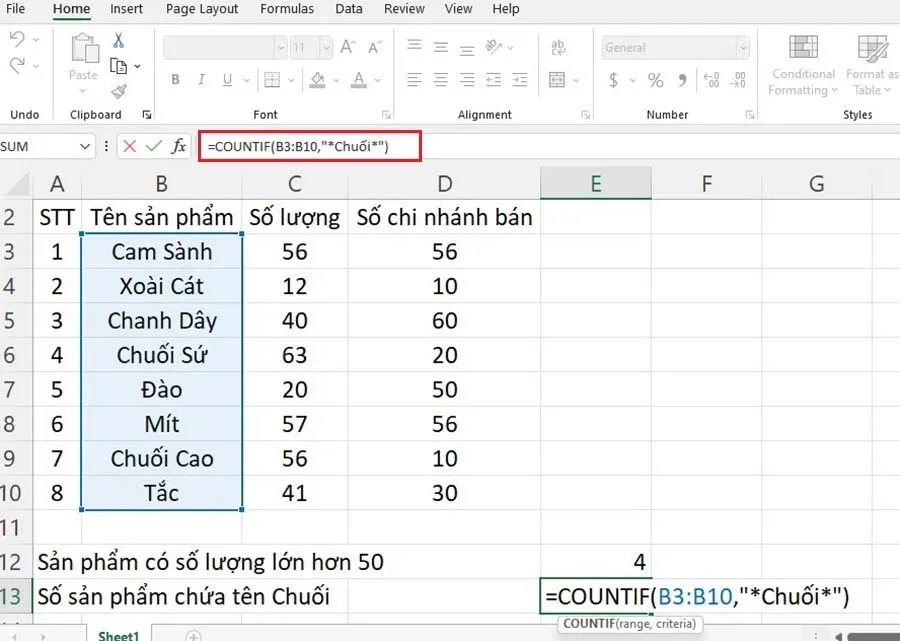 Hướng dẫn cụ thể hàm COUNTIF và hàm COUNTIFS trong Excel mới nhất 2023