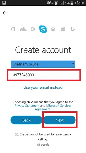 Hướng dẫn đăng ký tài khoản Skype trên điện thoại