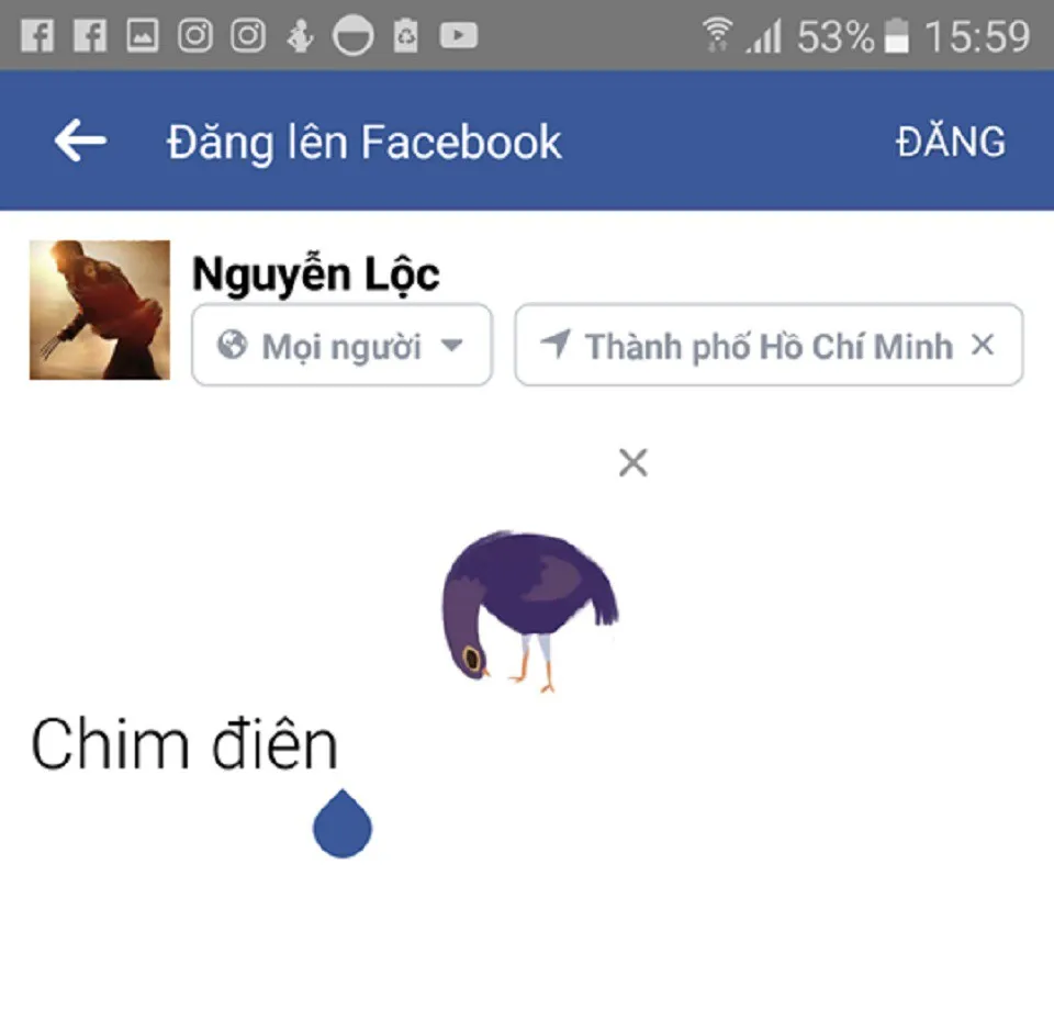 Hướng dẫn đăng status kèm hình “chim điên”, đang gây sốt cộng đồng mạng