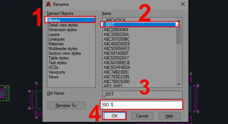 Hướng dẫn đổi tên block trong CAD bằng lệnh Rename nhanh nhất 2023