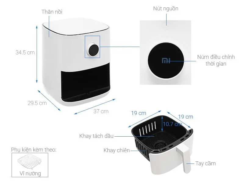 Hướng dẫn đóng/mở nồi chiên không dầu Xiaomi đúng cách