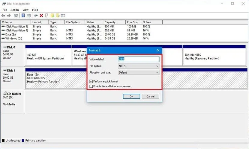 Hướng dẫn format ổ cứng bằng Disk Management