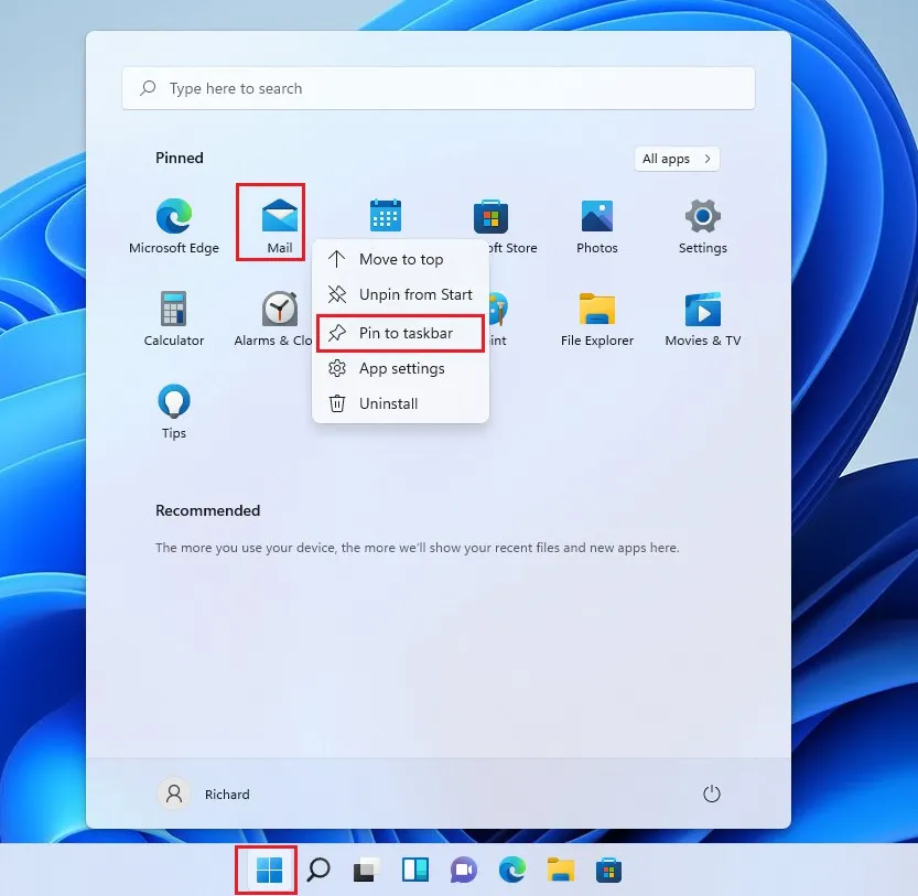 Hướng dẫn ghim ứng dụng yêu thích vào thanh Taskbar trên Windows 11